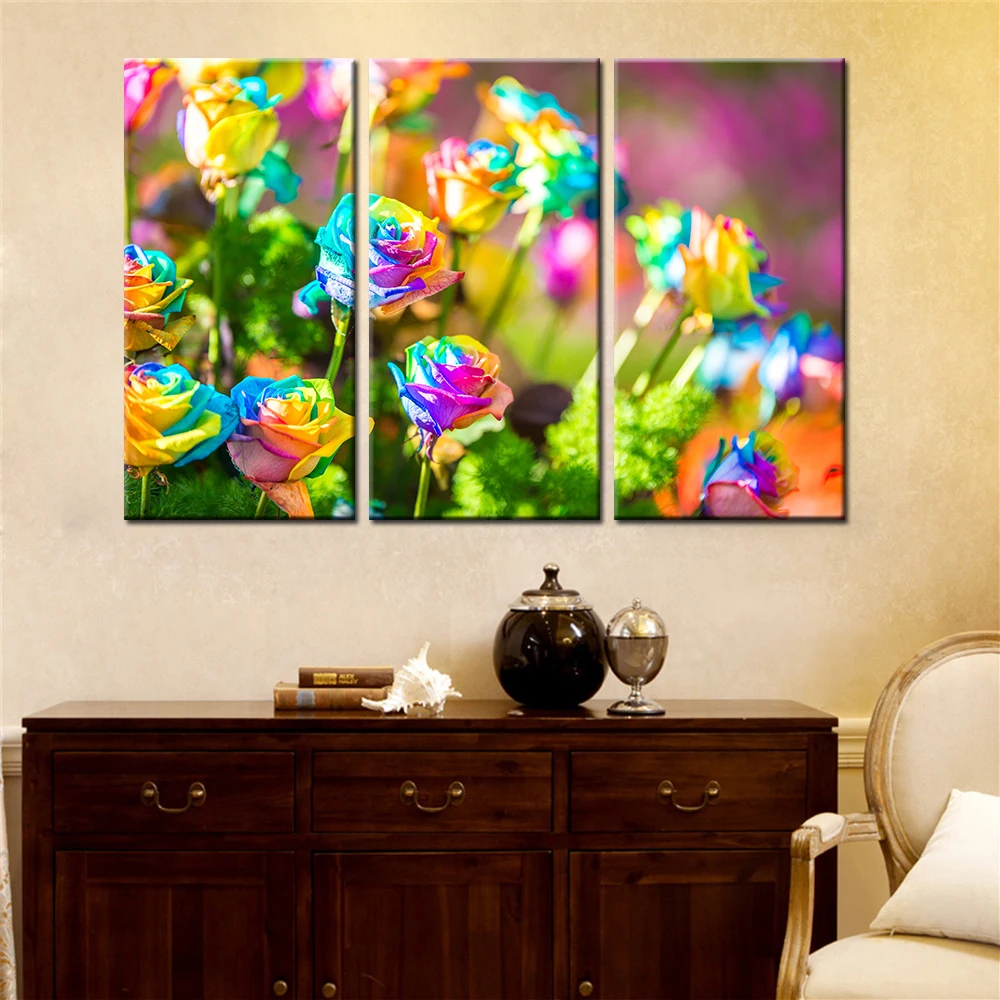 Дропшиппинг 3 шт Печать Красочные цветы Настенная живопись холст для гостиной