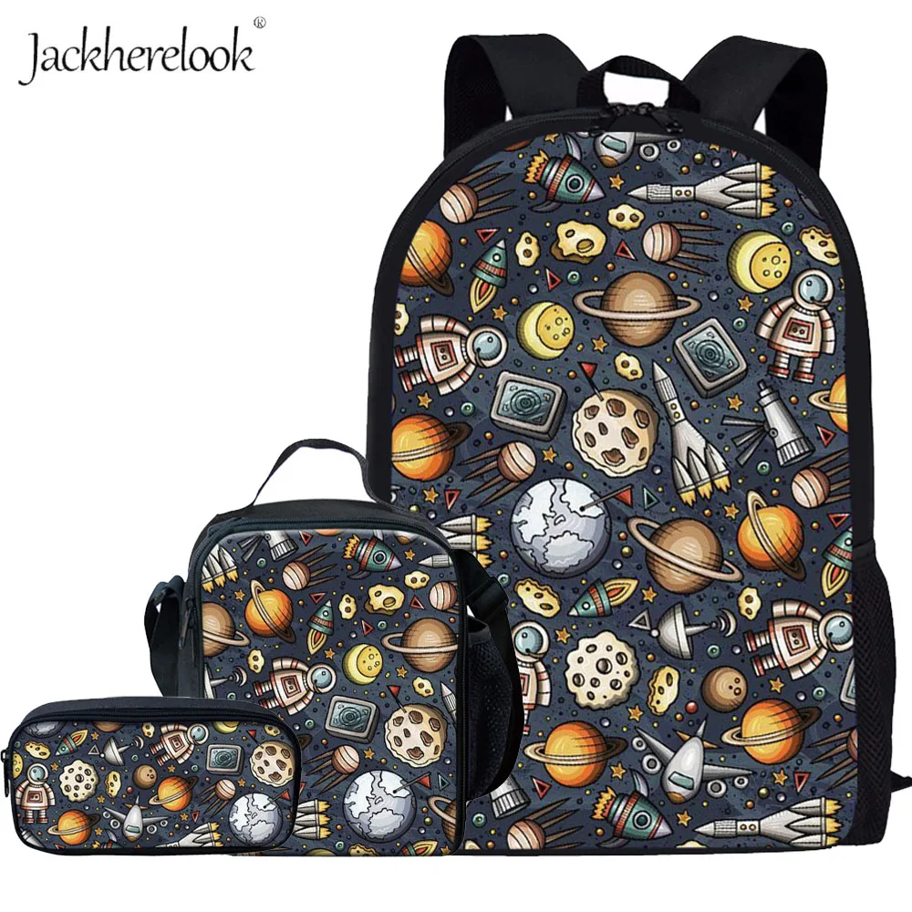 Jackherelook 3 шт./компл. Детский рюкзак школьные сумки с принтом космоса астронавтов