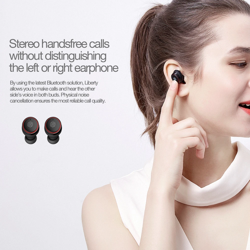 NILLKIN наушники-вкладыши TWS с 5,0 Bluetooth наушники 3D стерео беспроводные наушники с микрофоном, IPX4 в соответствии со стандартом водонепроницаемости Handsfree с зарядный чехол