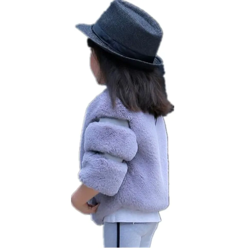 2019 Autumn Winter Girl Kids Faux Rabbit Fur Thick Jacket Coat Comfortable Cute Baby Clothes Children Princess Parka N221 |