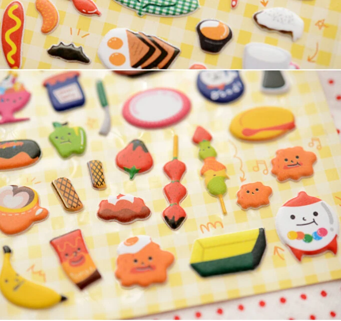 

1 лист 'закуски еда' мультфильм дети игрушки 3D стикер DIY Kawaii украшение дневника Скрапбукинг детский сад Канцтовары милый +