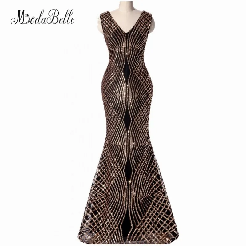 Modabelle/недорогие Длинные вечерние платья черного и золотого цвета с блестками