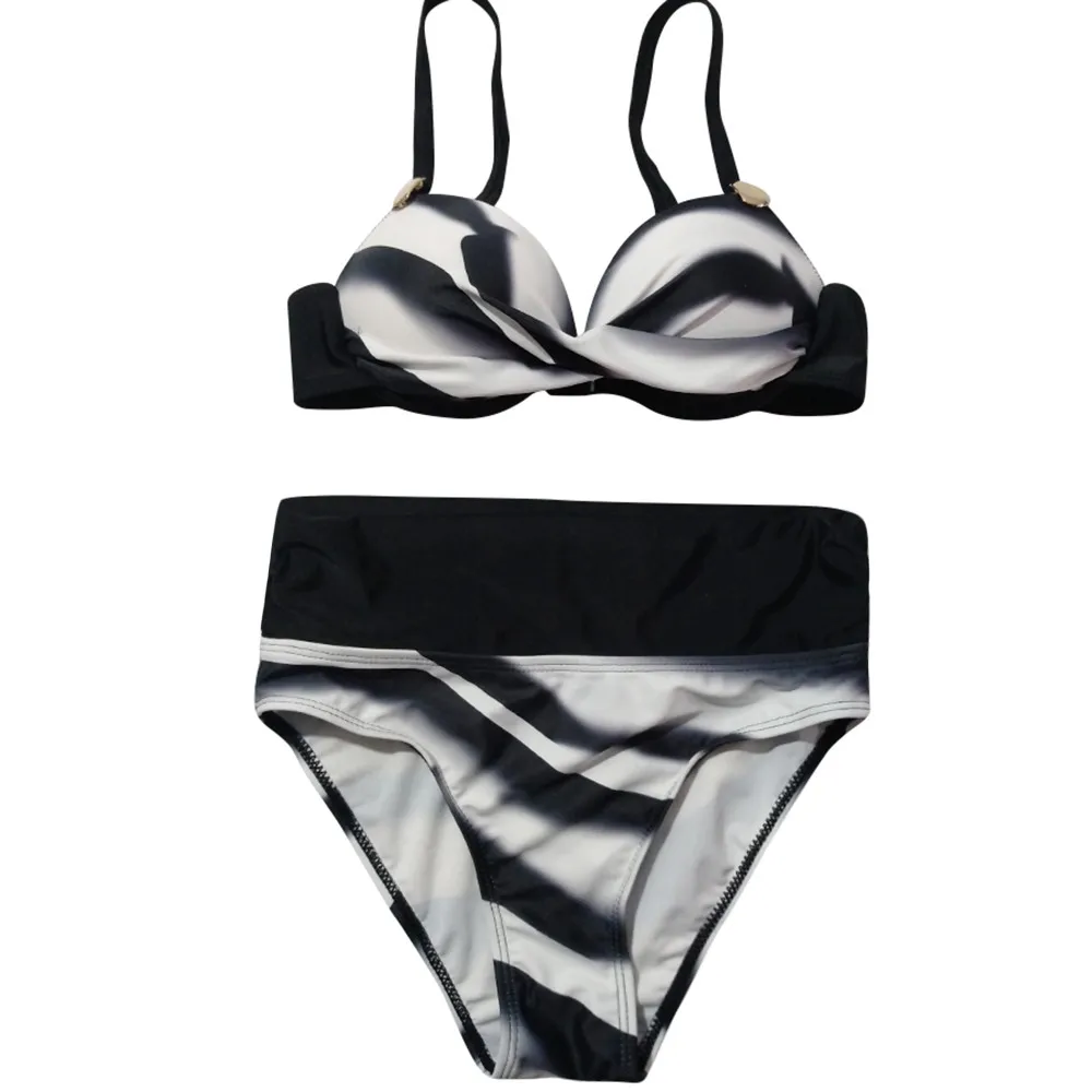 Купальник женский 2018 сексуальный комплект бикини с принтом бюстгальтер