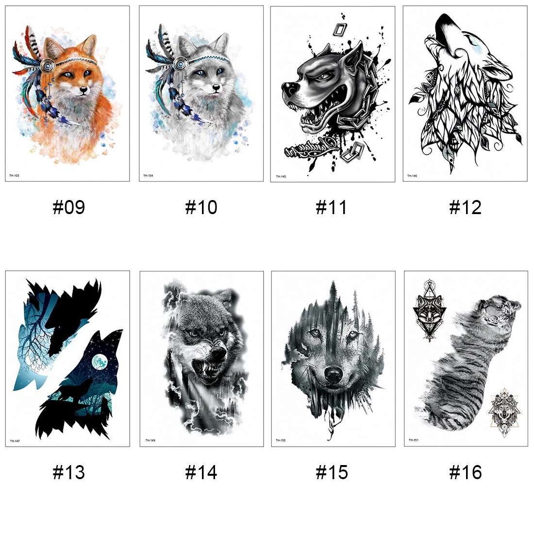 

1pcs Temporary Body Animal Tattoo Waterproof Sticker Wolf Tiger Decal for Women Men Body Tattoo