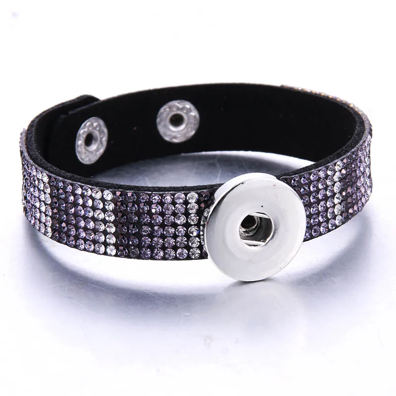 Charm crystal Rhinestone Snap Button Jewelry Leather 18mm Bracelet Punk Armband Snaps 2392 | Украшения и аксессуары