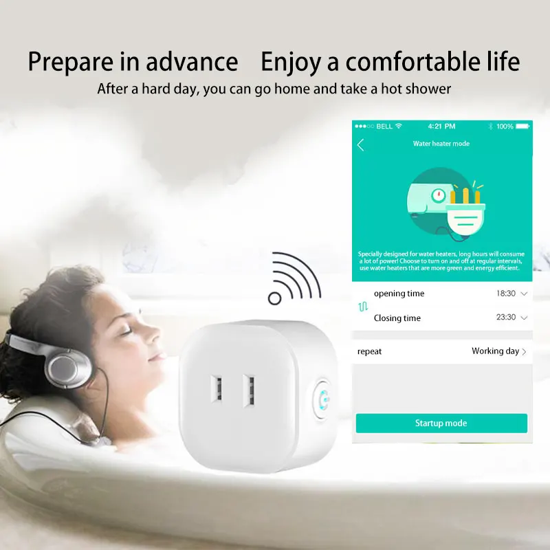 Igreli Wi-Fi Smart Plug Outlet не требуется концентратор защита от перегрузки огнезащитный