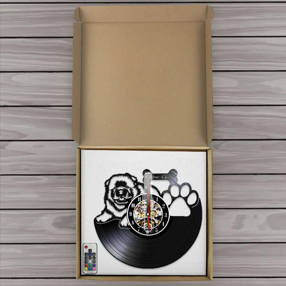 Chow собака порода винтажная виниловая пластина настенные часы Chowdren Whiffet Pet Anmials Decor