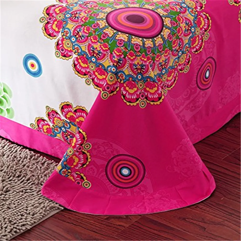 Fadfay Bohemian Bedding Sets National Style Bedclothes 4Pcs Bed Flat Linen/Sheet Bohe Duvet Cover Set Print Pillowcase For Home | Дом и сад
