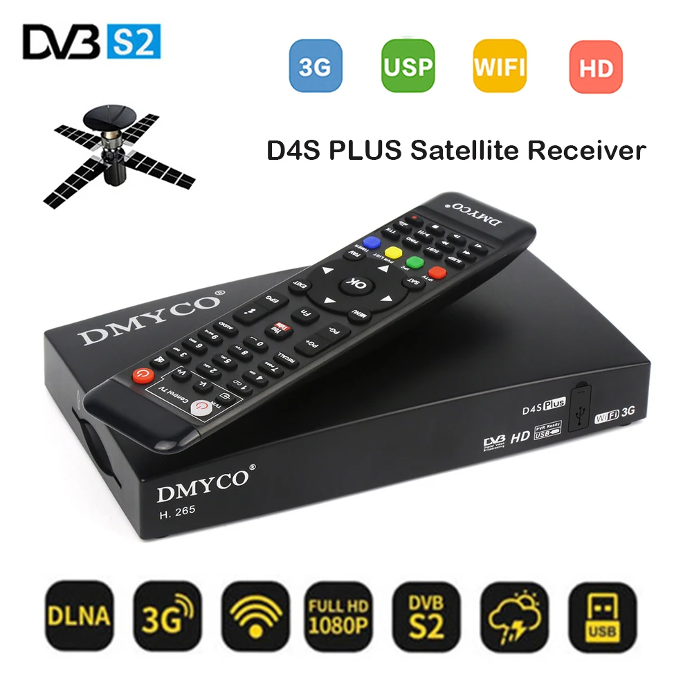 D4S плюс DVB S2 FTA цифровой спутниковый ресивер HD Full 1080P WiFi H.265 поддержка Европа сервер