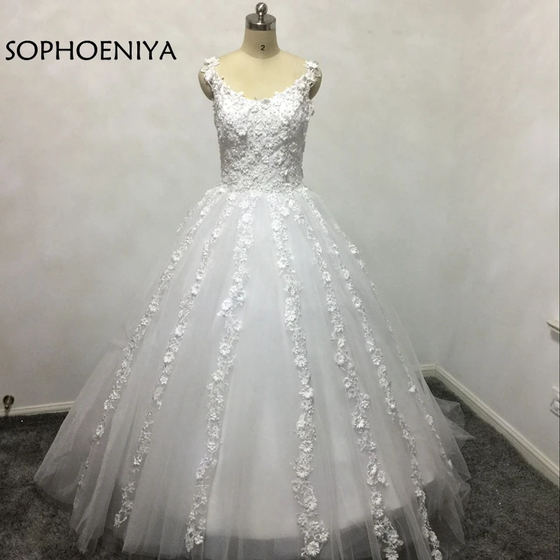 

New Arrival V Neck Ball gown Wedding dresses 2021 Appliqued Lace Beaded Bride dress Vestido de noiva casamento Wedding gown