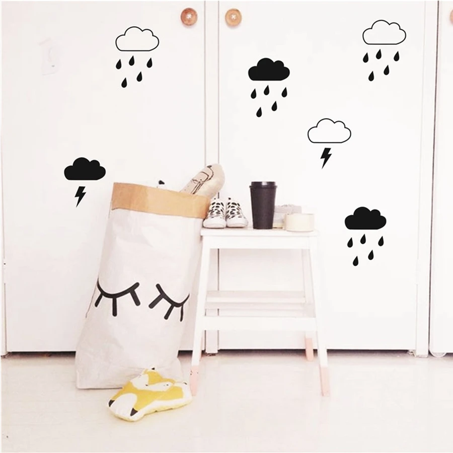 Облако с дождем наклейки на стену молния капля дождя облако современные для