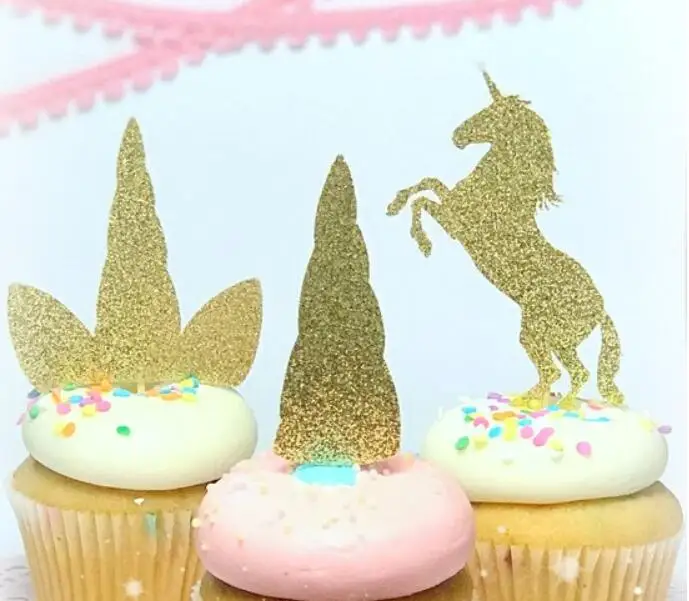 Блеск Единорог волшебный день рождения кекс toppers крещение вечерние украшения