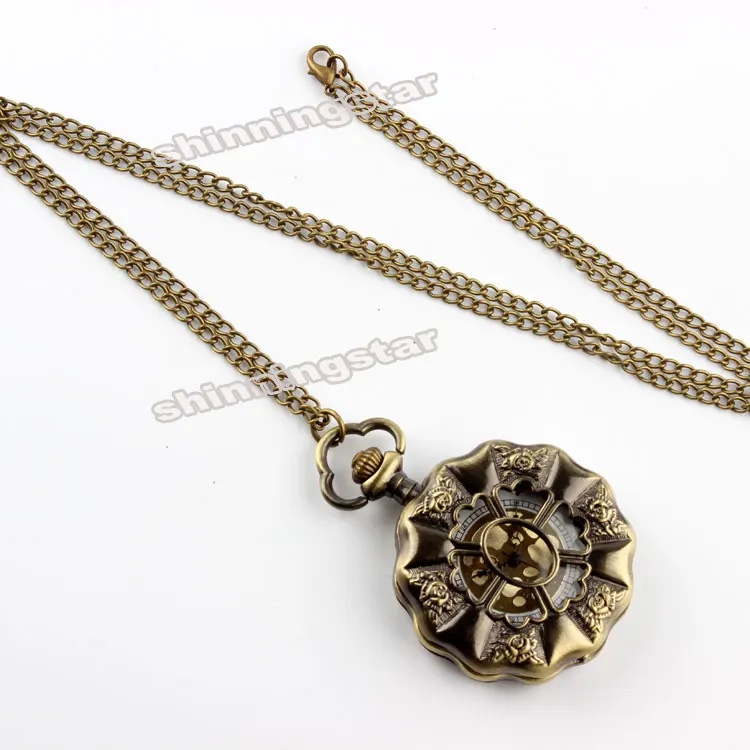 Винтажные карманные часы в стиле стимпанк с бронзовым подсолнухом Модные полые