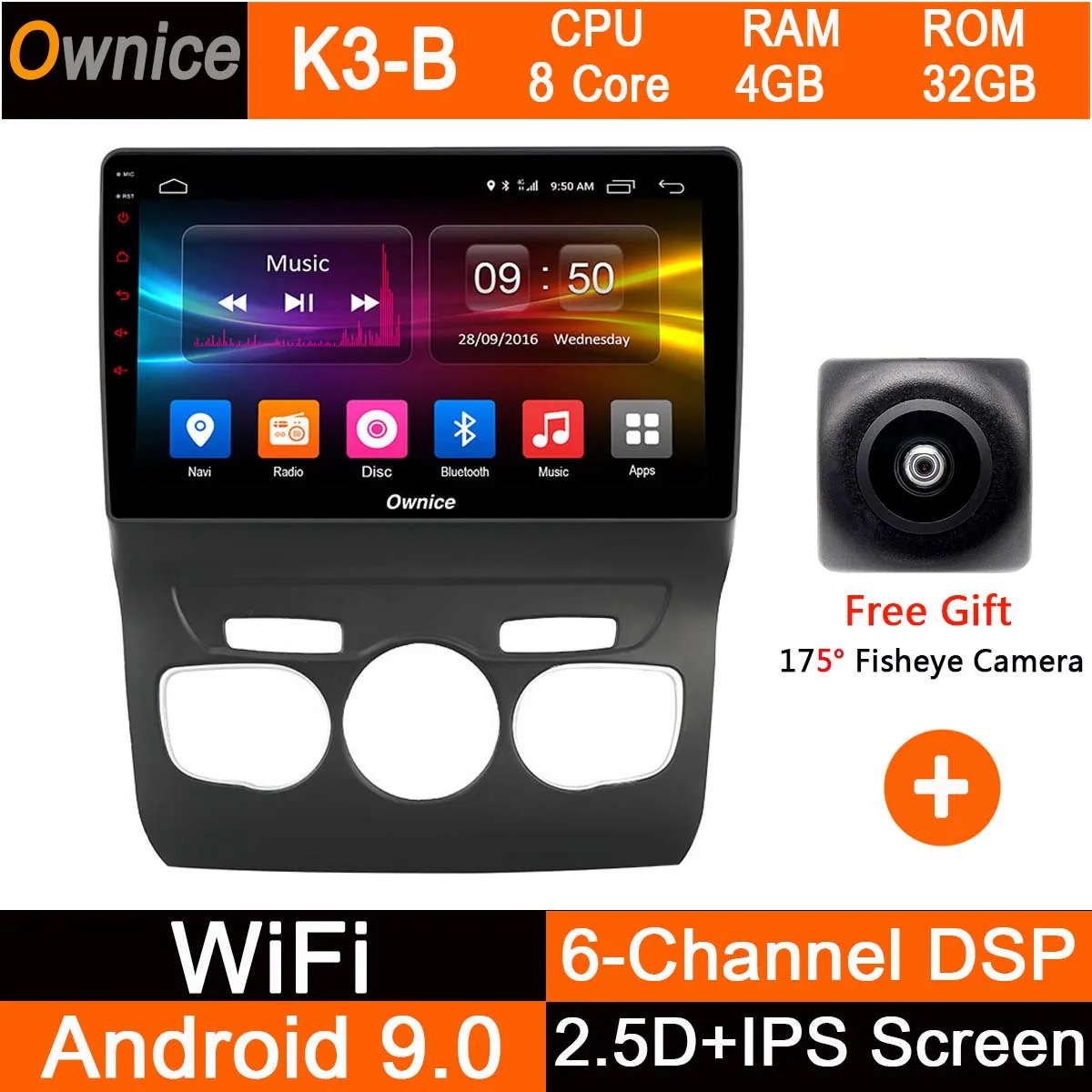 K3-B Восьмиядерный 10," ips Android 9,0 автомобильный DVD gps навигационный плеер стерео для Citroen C4 C4L DS4 2011- радио LTE CarPlay DSP - Цвет: K3-B