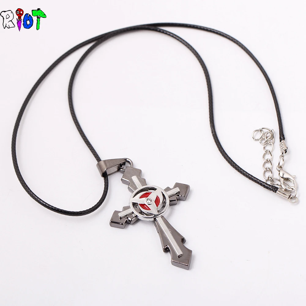 Аниме Наруто Саске Учиха Шаринган крест ожерелье цинковый сплав кулон ожерелья