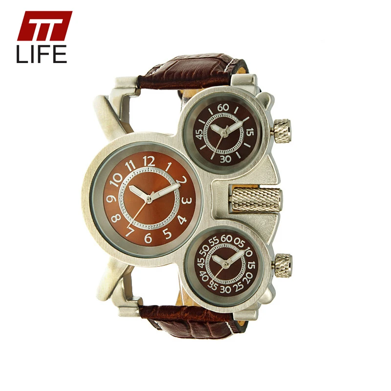 TTLIFE Неправильной Формы мужская Аналоговый Кварцевые Часы Кожаный Ремешок Моды