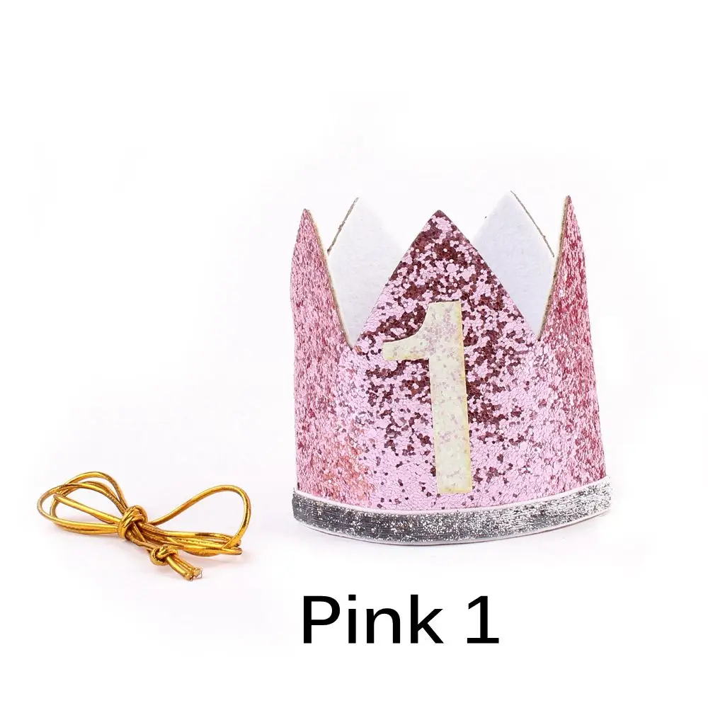 1 pink Цветочная корона, детская корона для первого дня рождения, Цветочная тиара, повязка на голову для мальчиков и девочек, вечерние головные уборы, повязки для волос, вечерние аксессуары - Цвет: 1 pink