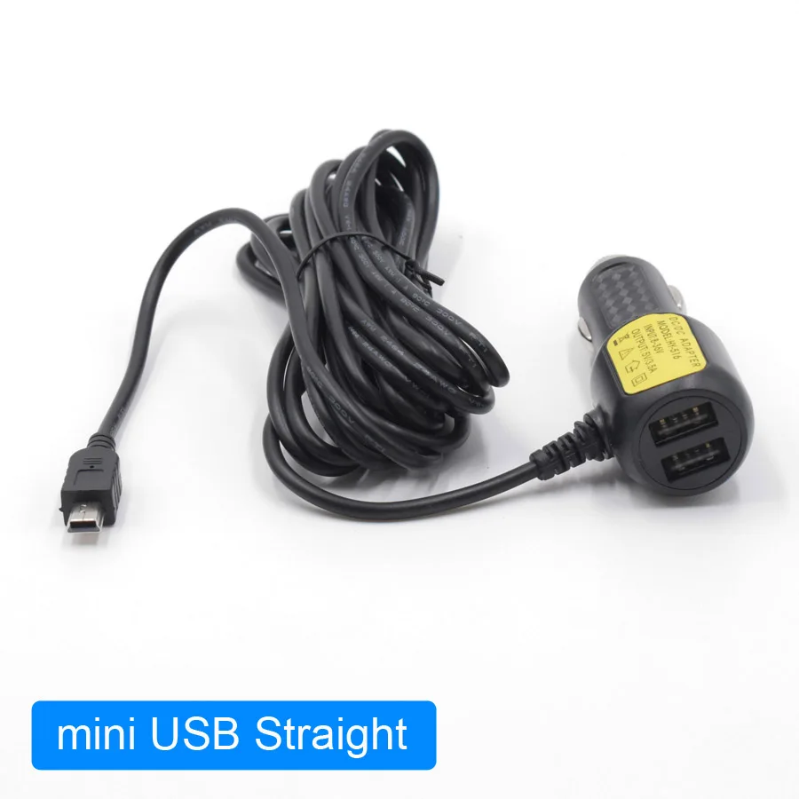 mini USB XCGaoon 3,5 м 5 в а мини USB Автомобильное зарядное устройство с 2 usb-портами для автомобиля dvr камера gps видео рекордер мобильный, вход DC 8 V-36 V - Название цвета: mini USB