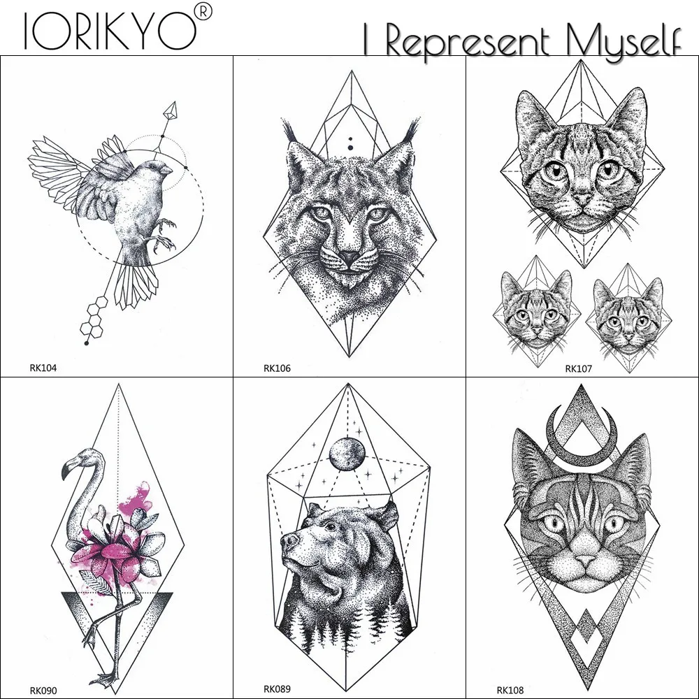 

IORIKYO мужские сексуальные геометрические тату-наклейки с кошачьими точечками черные женские боди-арт мужские боди-арт живопись временная та...