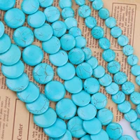 manmade stone sky blue turquoises howlite round disk loose spacer seed stones beads diy bracelets necklace jewelry finding