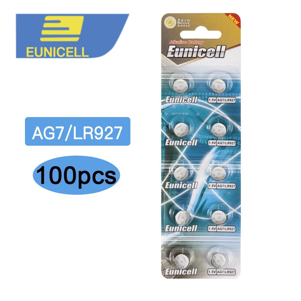 

100pcs AG7 LR927 LR57 SR927W 399 GR927 395A 1.55V Button Cell coin Battery batteries for Watch Toys Remotes
