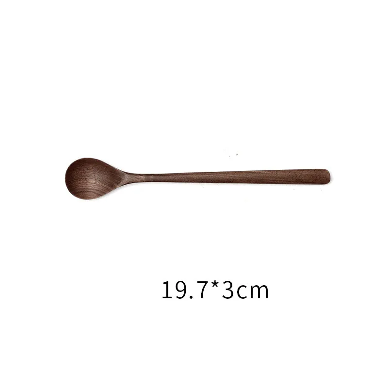 JJ144419.7x3CM Новейший черный орех кофе медовые ложки деревянный японский стиль перемешать длинный Совок большая суповая рисовая ложка, кухонная посуда - Цвет: JJ144419.7x3CM