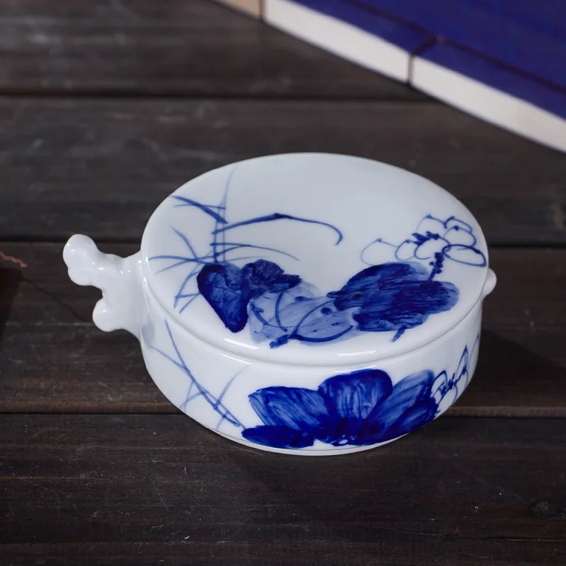 Jingdezhen Ceramic Ink Pool Study Four Treasures Blue and White Hand-painted Articles Box Bucket Pen Washing | Дом и сад