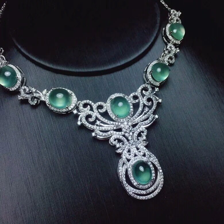 

KJJEAXCMY boutique jewelry 925 pure silver inlaid natural grape Necklace Chain