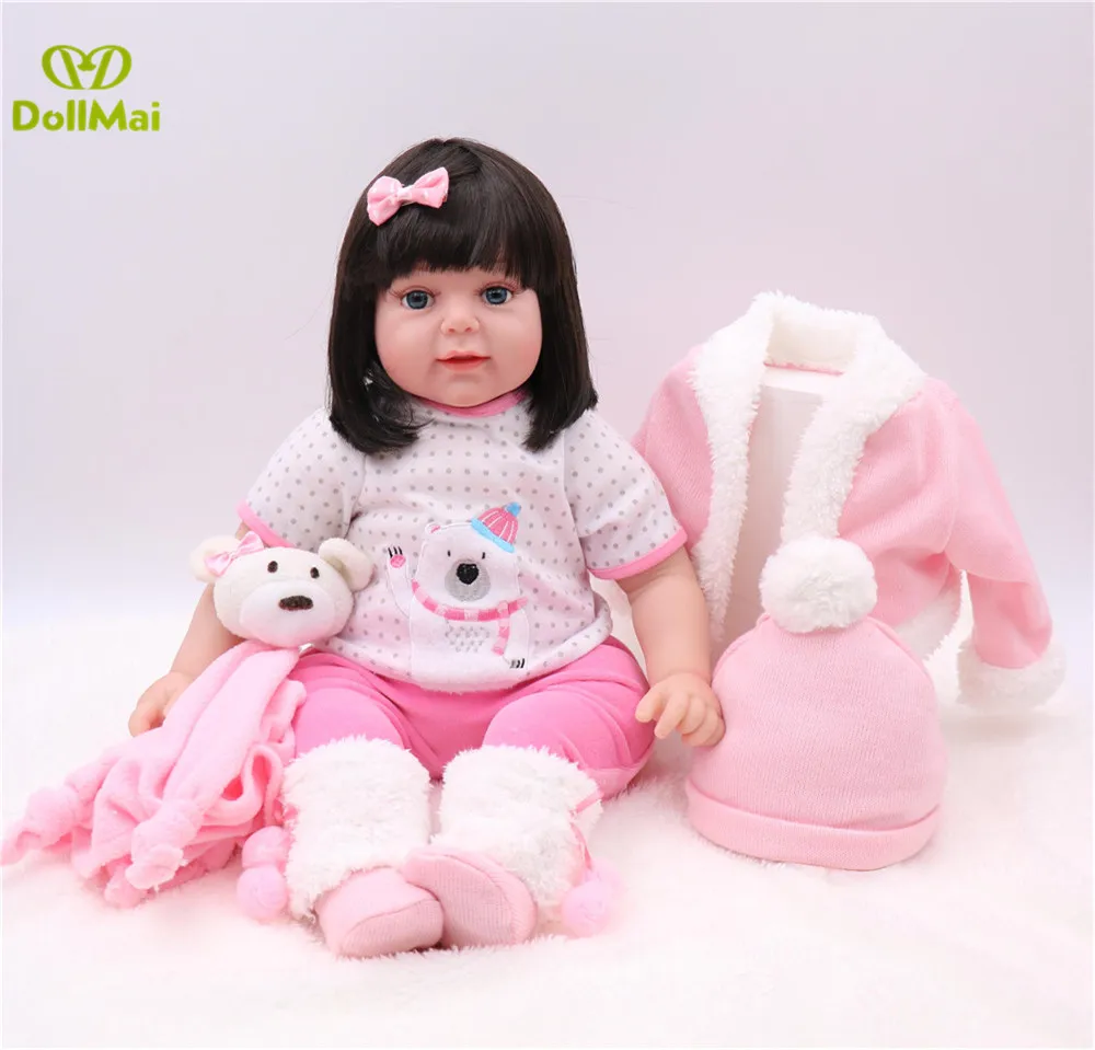

Bebes Reborn Adoras Girl vinyl silicone reborn baby dolls toys gift for child 22"55cm with winter pink outfit newborn dolls