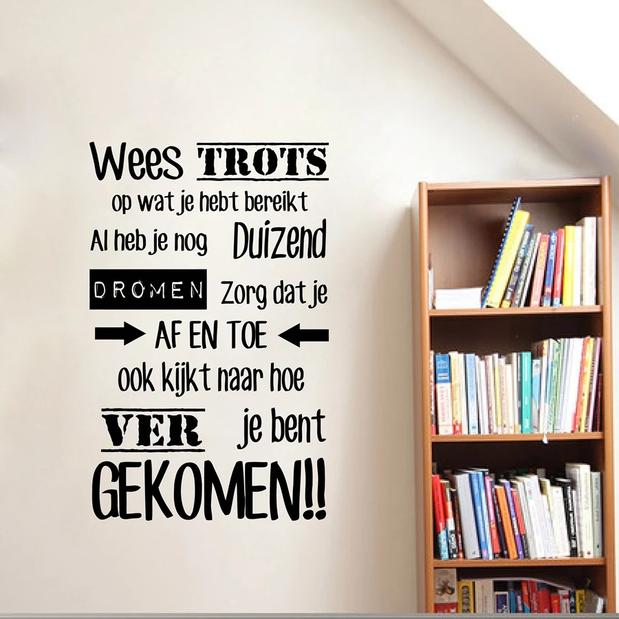 

Dutch Inspirational Quotes Vinyl Wall Decal Sticker Nederlands Home Living Room Study Room Art Mural Decals Decoration