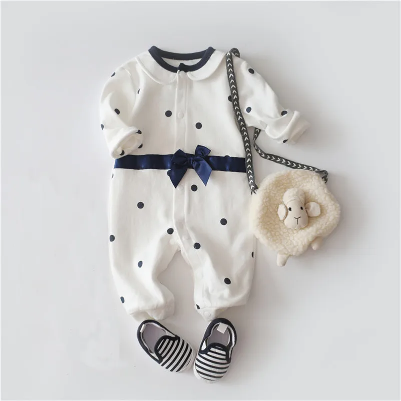 Детская одежда для младенцев Ромпер для девочек со длинным рукавом, изделие для малышей, хлопковый милый комбинезон.