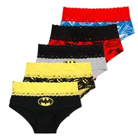 5pcslot n women underwear briefs classic cartoon printed cotton lace couple triangle underpants sexy panties women