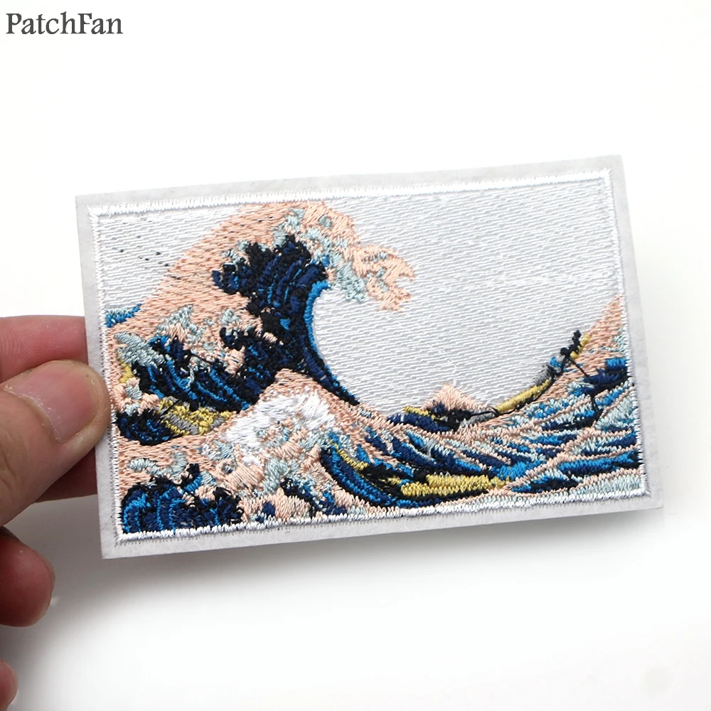 20 шт./лот аппликация Kanagawa с аппликацией Great Wave off наклейки для шитья одежды Значки