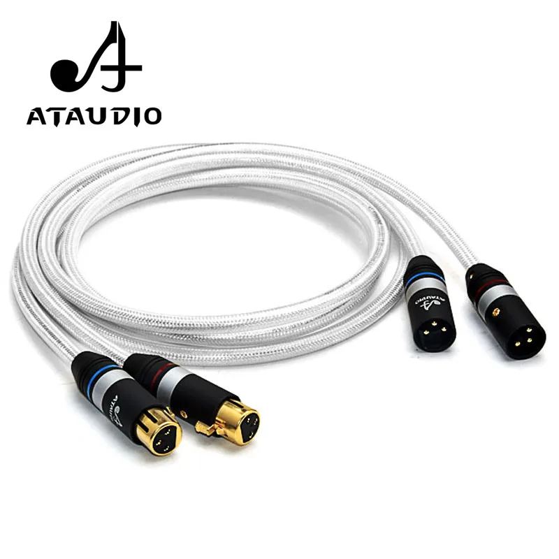 Высококачественный серебристый и медный аудиокабель ATAUDIO Hifi XLR 2 штырь