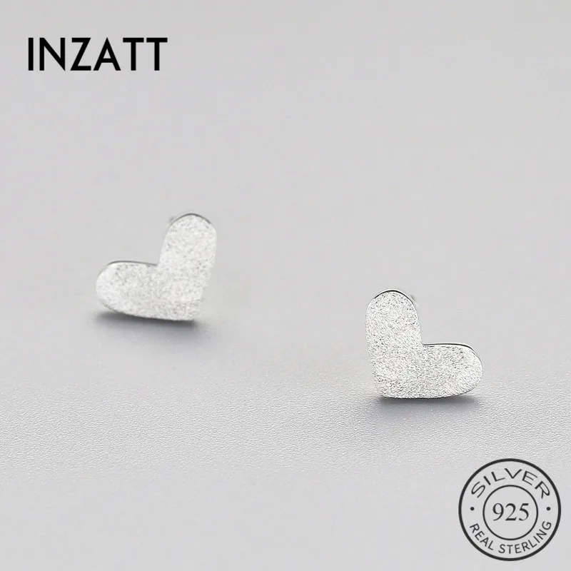 INZATT Rock Настоящее серебро 925 пробы серьги гвоздики в форме сердца квадратная