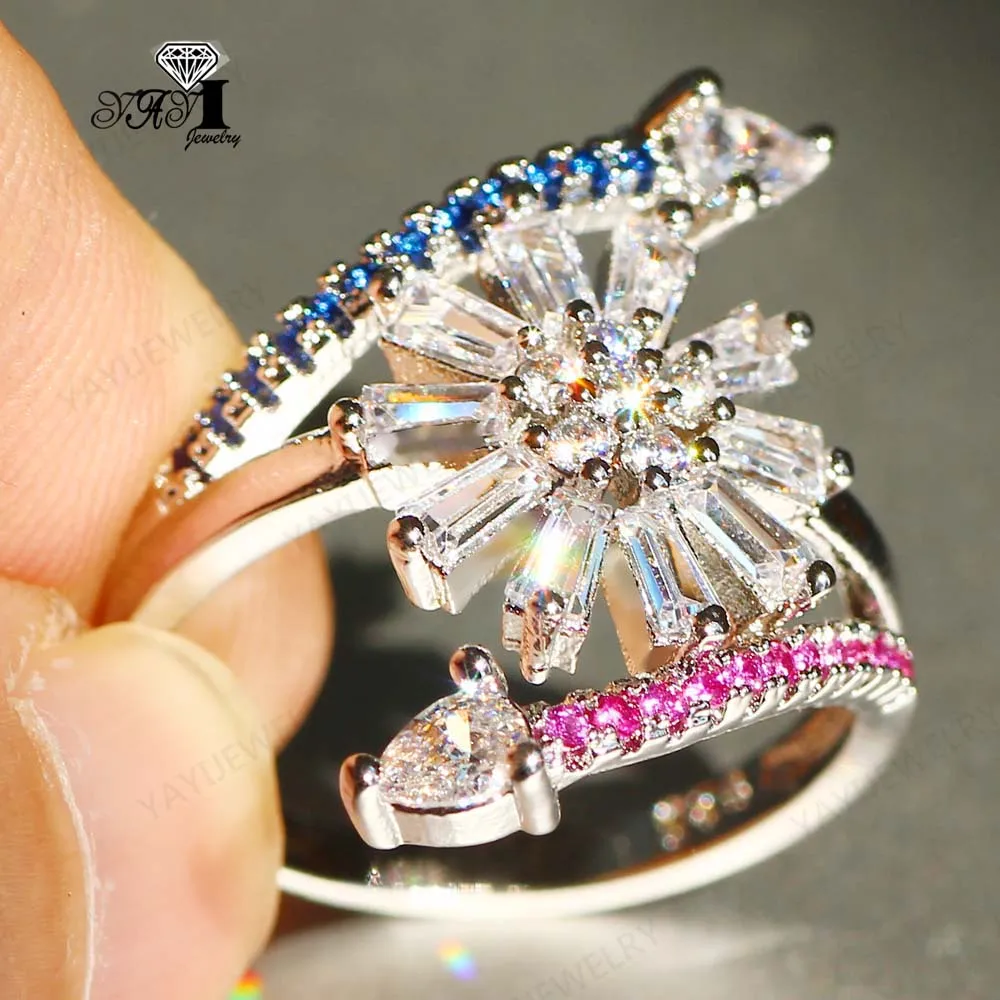 Ювелирные изделия YaYI огранка Принцесса 8.3CT мульти Циркон из серебра обручальные