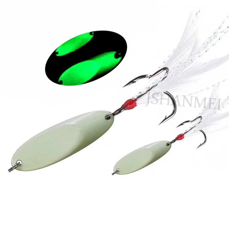 10 шт./партия блестящая металлическая приманка с пером тройной крючок джиг воблер