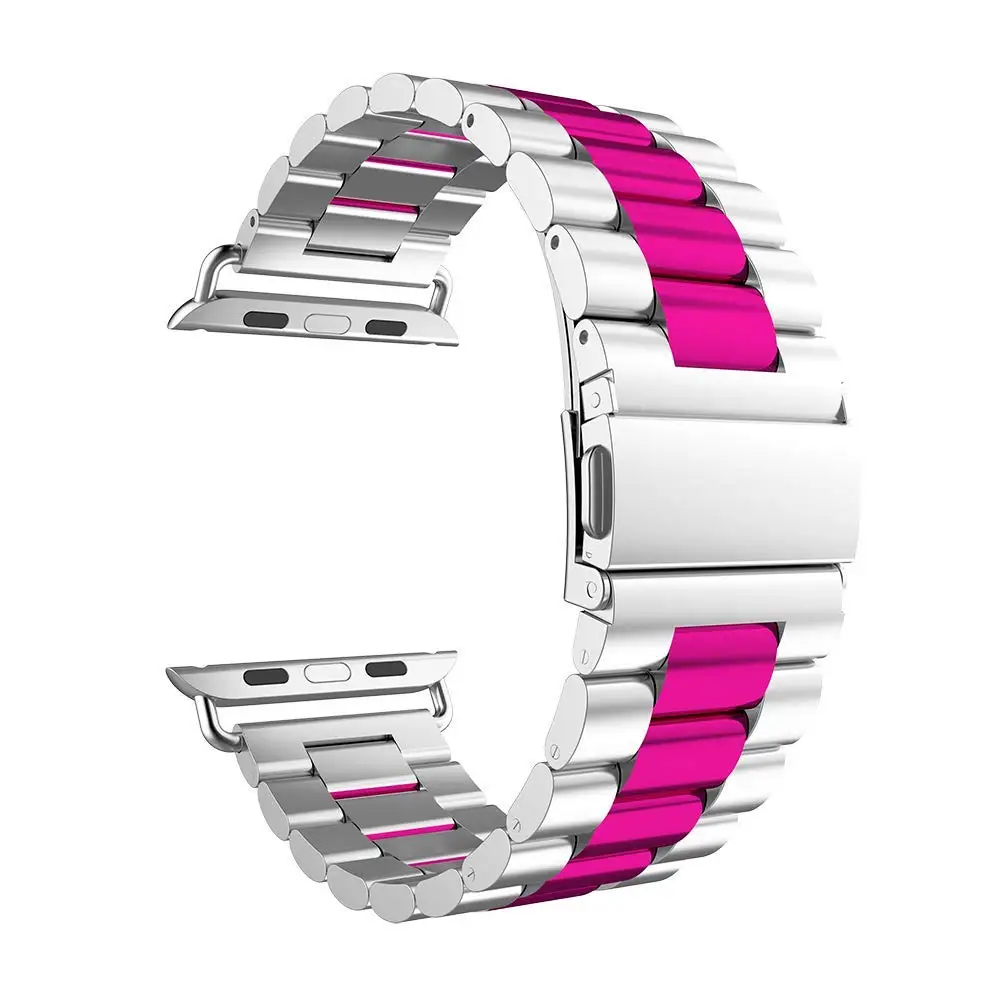 Ремешок из нержавеющей стали для apple watch band 44 мм 40 звеньевой браслет iWatch Band 42 38 series 3