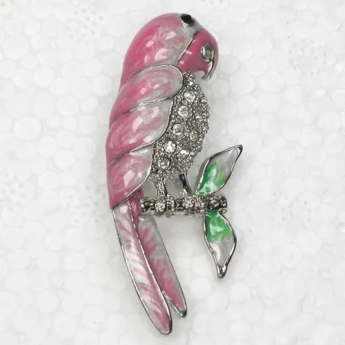 

Clear Rhinestone Enamel Parrot Pin brooches C2097 JA