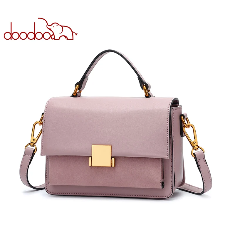 DOODOO Brand Women Handbag Female Shoulder Crossbody Bags Ladies Pu Leather Top-handle Messenger Bags Solid Color Fashion Tote