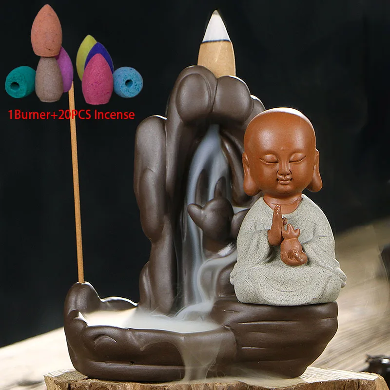 Конус для благовоний и курильница Керамическая исинская фиолетовая глина Будда