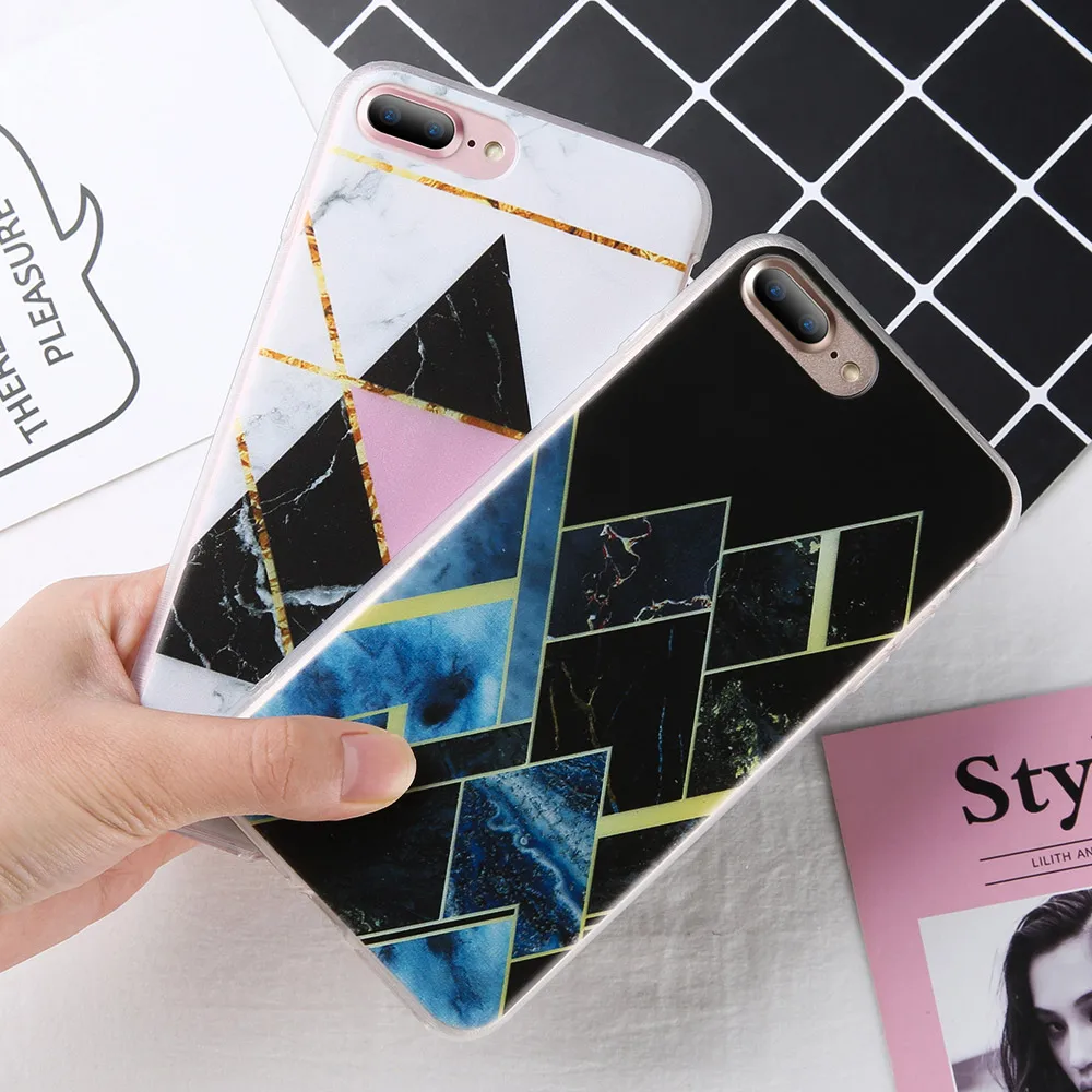 KISSCASE геометрический мраморный чехол для iPhone 7 8 Plus X XS Max XR роскошный мягкий 5 5S SE