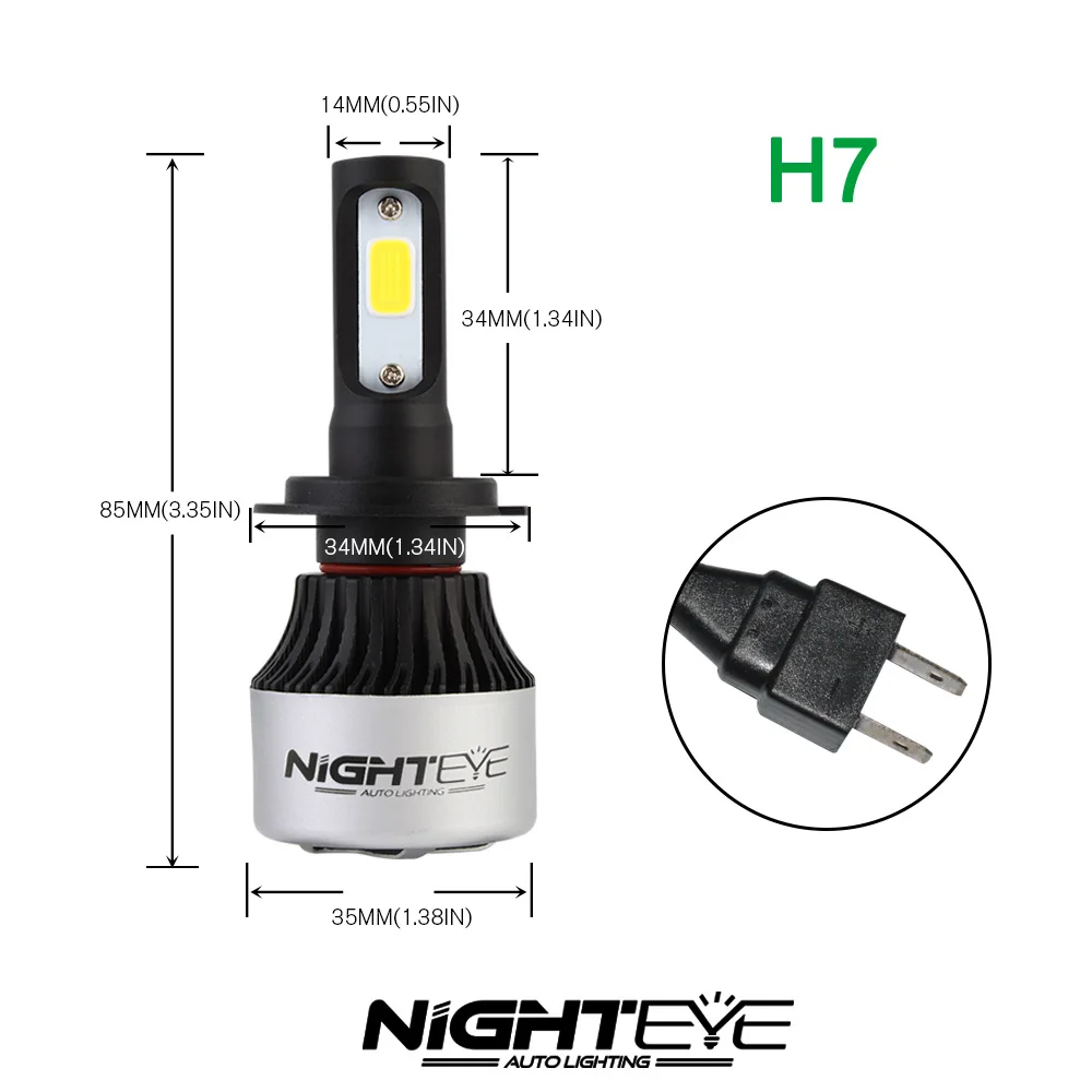 Nighteye 9000лм H7 H11 9005 9006 H1 H4 9003 Автомобильные светодиодные фары противотуманные фары передние лампочки canbus безотказные матовые