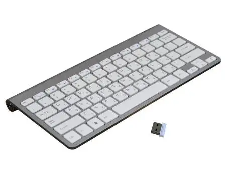 Hebrew Silver White Zienstar ультра тонкая 2,4 ГГц Беспроводная клавиатура для Macbook/PC компьютера/ноутбука/Smart tv с usb-приемником, английский/Fr/Испанский/Ru - Цвет: Hebrew Silver White