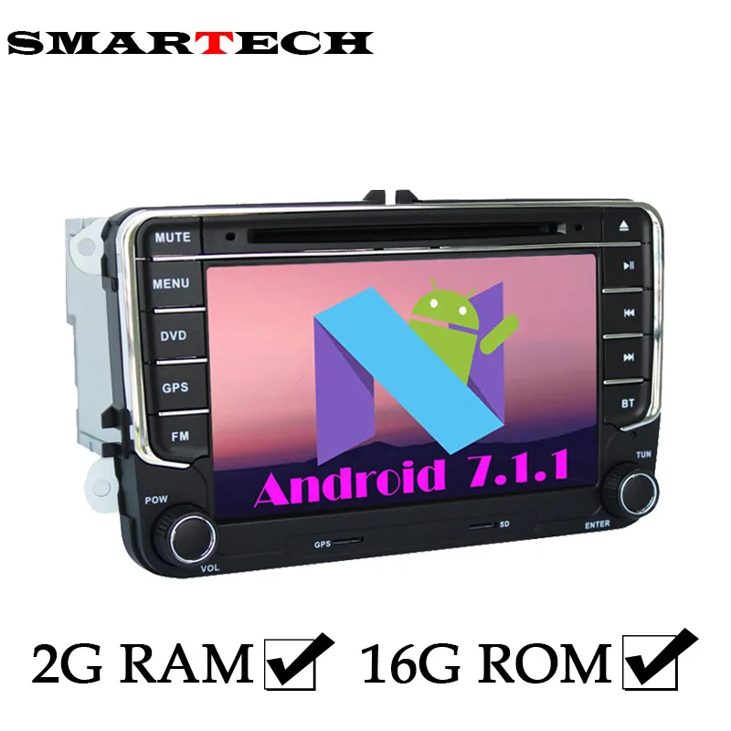 SMARTECH 2Din VW Авторадио 2G RAM Android 7 dvd плеер автомобиля для Volkswagen POLO PASSAT B6 EOS Гольф Бора