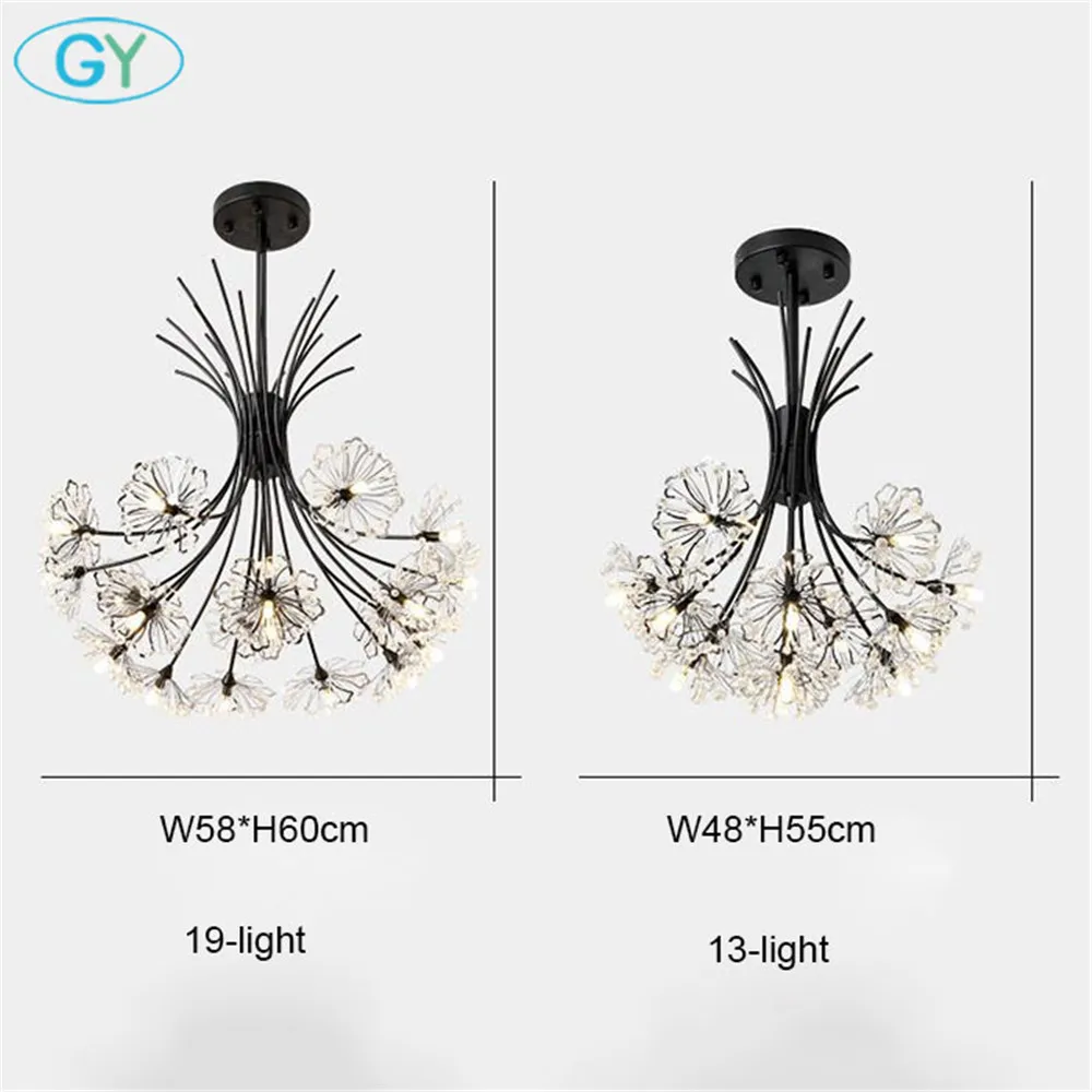 Матовый черный современный светодиодный стилизованные под языки пламени люстра