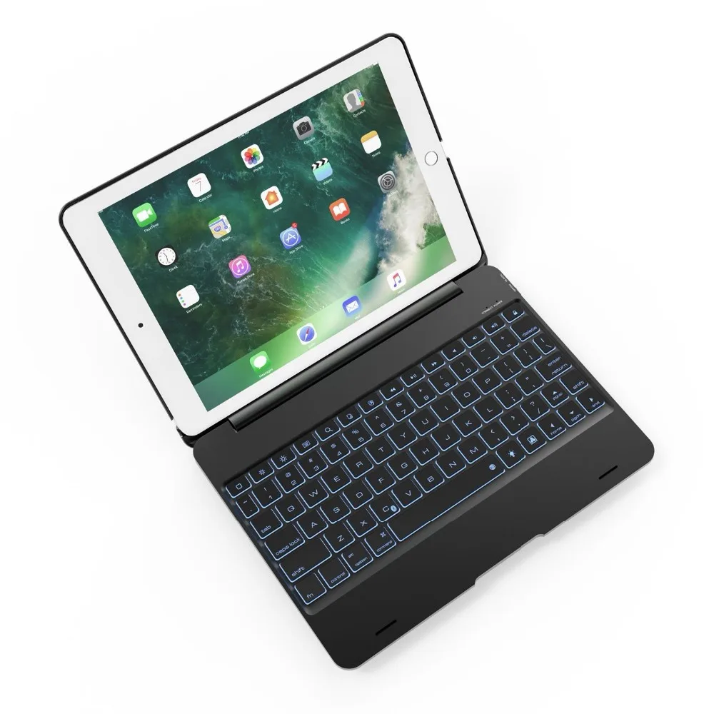 Беспроводная Bluetooth клавиатура для нового ipad 9,7 для ipad Air Folio style Stand Защитная+ пленка модная раскладушка ABS чехол для планшета