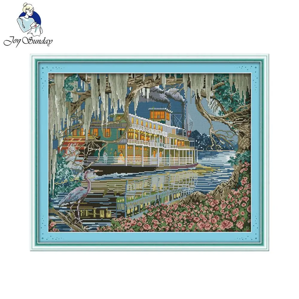

Joy Sunday Counted Printed On Fabric DIY Cross Stitch Patterns Embroidery Kits Sailing Sets Home Decor Cross-stitch Needlework