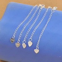 wholesale jewelry findings 925 sterling silver extension tail chains heart tag lobster clasps for necklace bracelets