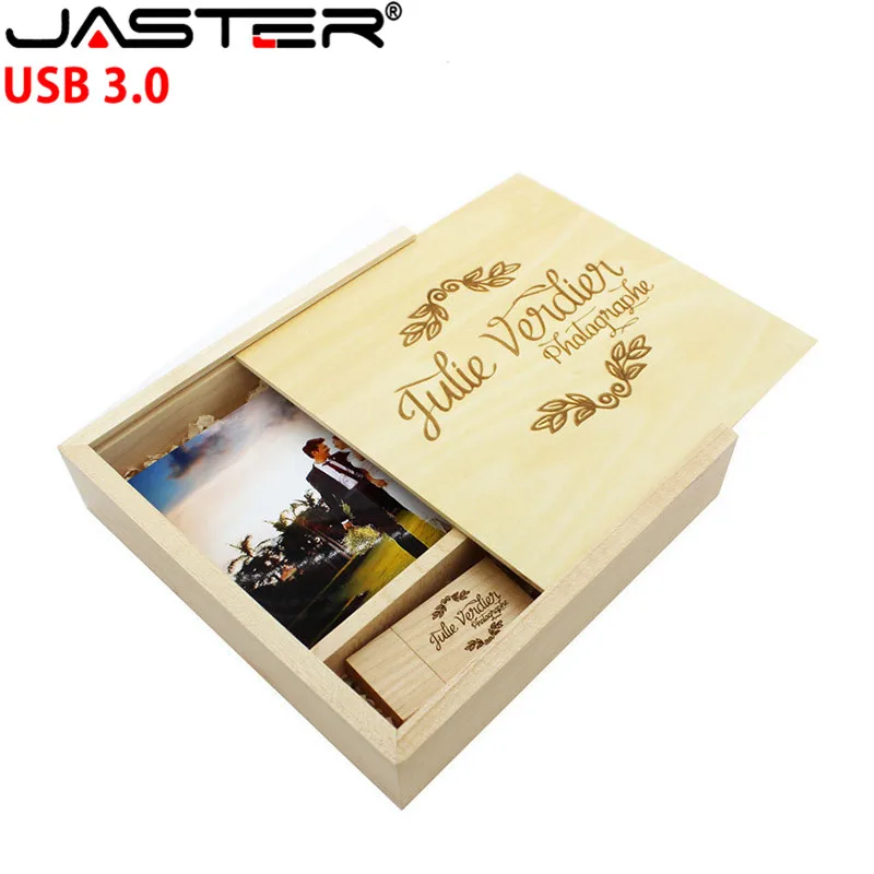 JASTER USB 3,0 орех деревянный фотоальбом usb+ коробка usb флэш-накопитель 4 ГБ 16 ГБ 32 ГБ 64 Гб 128 ГБ фотографии свадебные подарки